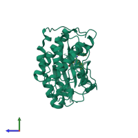 PDB entry 2r3r coloured by chain, side view.