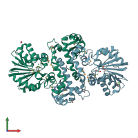 PDB entry 2r3s coloured by chain, front view.