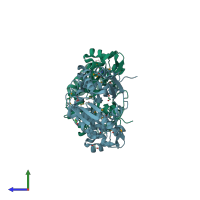 PDB entry 2r3s coloured by chain, side view.