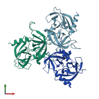 PDB entry 2r3u coloured by chain, front view.