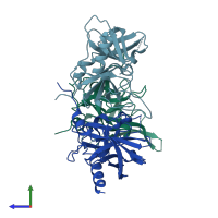 PDB entry 2r3u coloured by chain, side view.