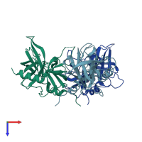 PDB entry 2r3u coloured by chain, top view.