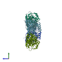 PDB entry 2r3v coloured by chain, side view.