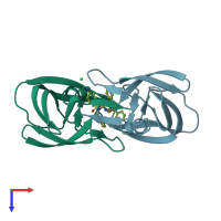 PDB entry 2r3w coloured by chain, top view.