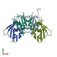 PDB entry 2r41 coloured by chain, front view.