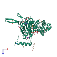 PDB entry 2r44 coloured by chain, top view.