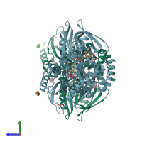 PDB entry 2r46 coloured by chain, side view.