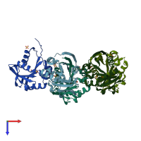 PDB entry 2r47 coloured by chain, top view.