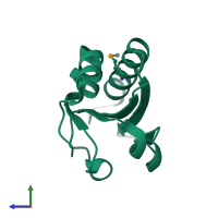 PDB entry 2r48 coloured by chain, side view.