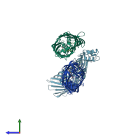 PDB entry 2r4l coloured by chain, side view.