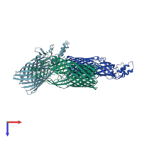 PDB entry 2r4l coloured by chain, top view.