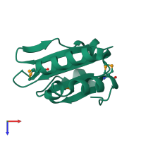 PDB entry 2r4q coloured by chain, top view.