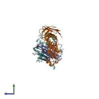 PDB entry 2r4r coloured by chain, side view.