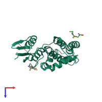 PDB entry 2r4v coloured by chain, top view.