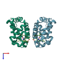 PDB entry 2r4x coloured by chain, top view.