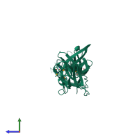 PDB entry 2r51 coloured by chain, side view.