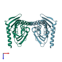 PDB entry 2r55 coloured by chain, top view.