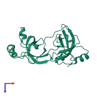 PDB entry 2r57 coloured by chain, top view.