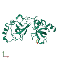 PDB entry 2r5a coloured by chain, front view.