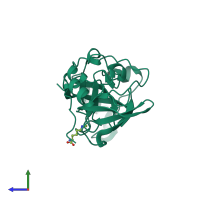 PDB entry 2r5a coloured by chain, side view.