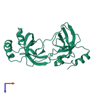PDB entry 2r5a coloured by chain, top view.