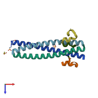 PDB entry 2r5d coloured by chain, top view.