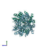 PDB entry 2r5e coloured by chain, side view.