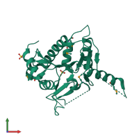 PDB entry 2r5f coloured by chain, front view.