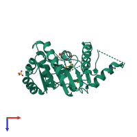 PDB entry 2r5f coloured by chain, top view.