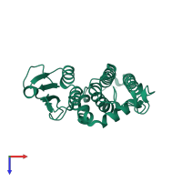 PDB entry 2r5g coloured by chain, top view.