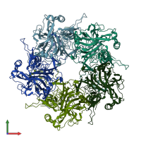 PDB entry 2r5k coloured by chain, front view.