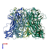 PDB entry 2r5k coloured by chain, top view.