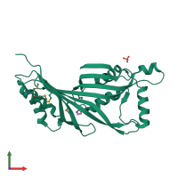 PDB entry 2r5r coloured by chain, front view.