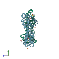 PDB entry 2r5s coloured by chain, side view.