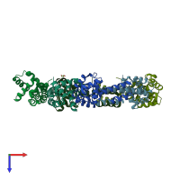 PDB entry 2r5u coloured by chain, top view.