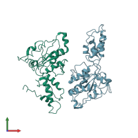 PDB entry 2r62 coloured by chain, front view.