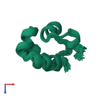 PDB entry 2r63 coloured by chain, ensemble of 20 models, top view.