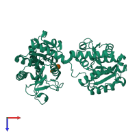 PDB entry 2r68 coloured by chain, top view.