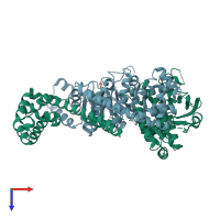 PDB entry 2r6e coloured by chain, top view.