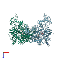 PDB entry 2r6f coloured by chain, top view.