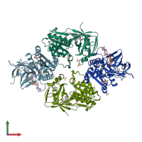 PDB entry 2r6h coloured by chain, front view.