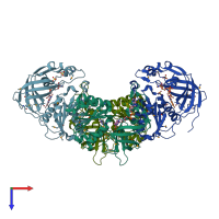 PDB entry 2r6h coloured by chain, top view.