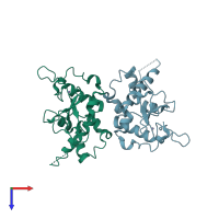 PDB entry 2r6m coloured by chain, top view.
