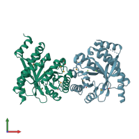 PDB entry 2r6o coloured by chain, front view.