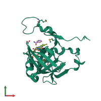 PDB entry 2r6v coloured by chain, front view.