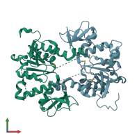 PDB entry 2r6z coloured by chain, front view.
