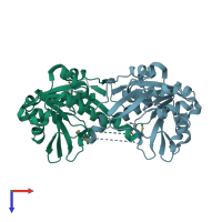 PDB entry 2r6z coloured by chain, top view.