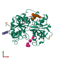 PDB entry 2r71 coloured by chain, front view.