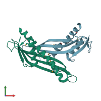 PDB entry 2r76 coloured by chain, front view.