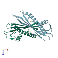 PDB entry 2r76 coloured by chain, top view.